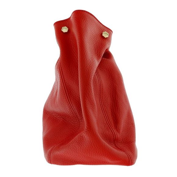 Pierre Cardin Red Leather Relaxed Bucket Bag - Picture 3 of 4